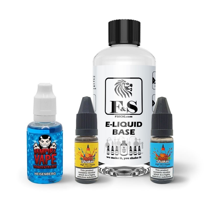 Heisenberg by Vampire Vape & F&S Custom Base bundle - DIY e liquid kit 240ml