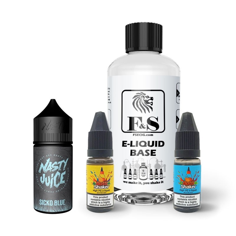 Sicko Blue by Nasty Juice and F&S Custom Base bundle - DIY e liquid kit 240ml Sicko Blue by Nasty Juice and F&S Custom Base bundle - DIY e liquid kit 240ml