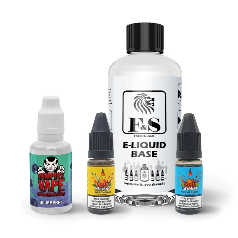 Blueberry by Vampire Vape and F&S Custom Base bundle - DIY e liquid kit 240ml