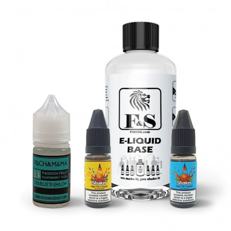 Passion Fruit Raspberry Yuzu by Pacha Mama and F&S Custom Base bundle - DIY e liquid kit 240ml Passion Fruit Raspberry Yuzu by Pacha Mama and F&S Custom Base bundle - DIY e liquid kit 240ml