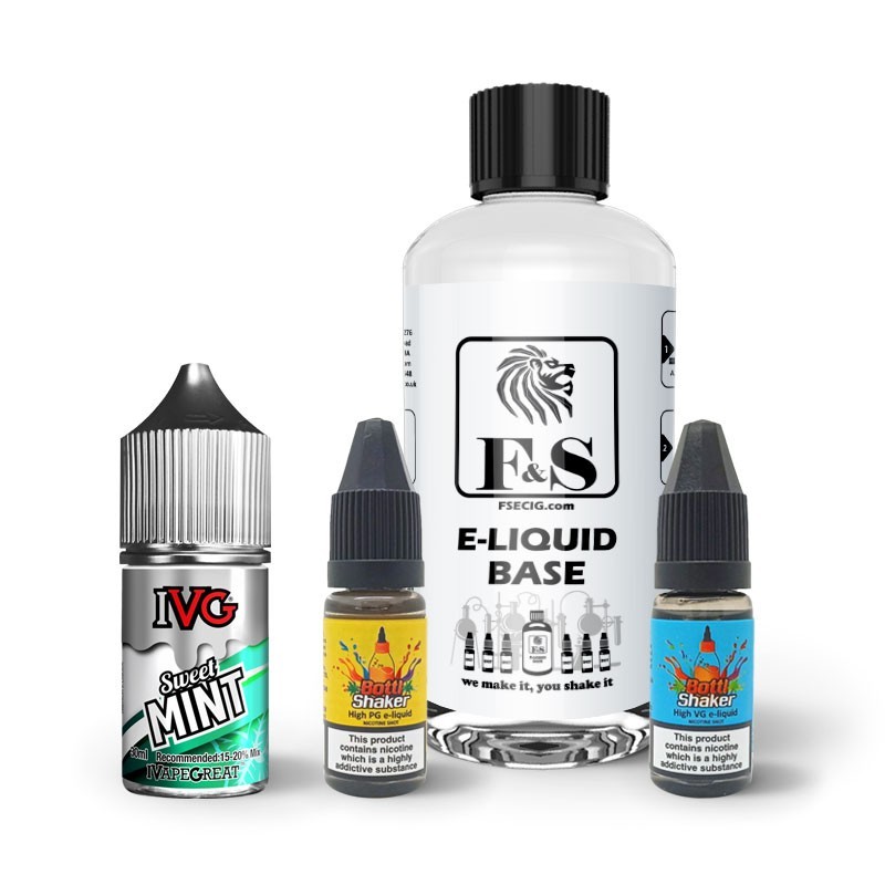 Sweet Mint by IVG and F&S Custom Base bundle - DIY e liquid kit 240ml Sweet Mint by IVG and F&S Custom Base bundle - DIY e liquid kit 240ml