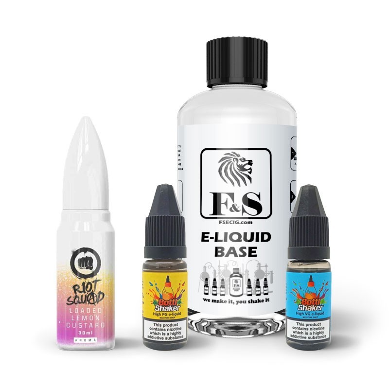 Loaded Lemon Custard by Riot Squad and F&S Custom Base bundle - DIY e liquid kit 240ml Loaded Lemon Custard by Riot Squad and F&S Custom Base bundle - DIY e liquid kit 240ml