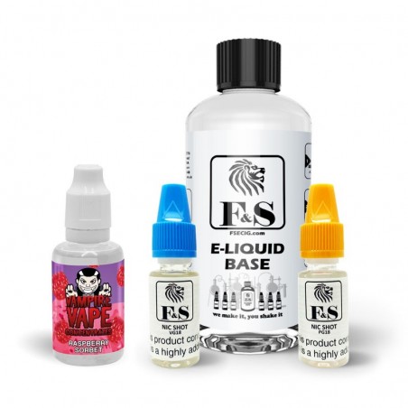 Raspberry Sorbet by Vampire Vape and F&S Custom Base bundle - DIY e liquid kit 240ml Raspberry Sorbet by Vampire Vape and F&S Custom Base bundle - DIY e liquid kit 240ml