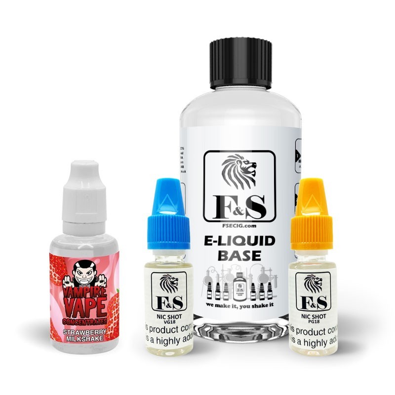 Strawberry Milkshake by Vampire Vape and F&S Custom Base bundle - DIY e liquid kit 240ml Strawberry Milkshake by Vampire Vape and F&S Custom Base bundle - DIY e liquid kit 240ml