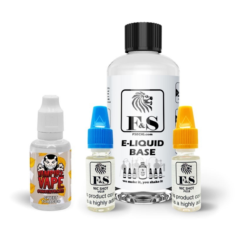 Sweet Tobacco by Vampire Vape and F&S Custom Base bundle - DIY e liquid kit 240ml