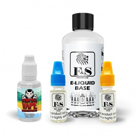 Tropical Island by Vampire Vape and F&S Custom Base bundle - DIY e liquid kit 240ml Tropical Island by Vampire Vape and F&S Custom Base bundle - DIY e liquid kit 240ml