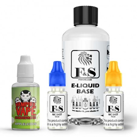Applelicious by Vampire Vape and F&S Custom Base bundle - DIY e liquid kit 240ml Applelicious by Vampire Vape and F&S Custom Base bundle - DIY e liquid kit 240ml