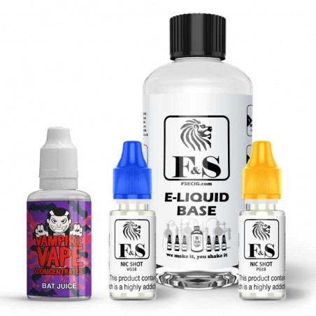 Bat Juice by Vampire Vape and F&S Custom Base bundle - DIY e liquid kit 240ml Bat Juice by Vampire Vape and F&S Custom Base bundle - DIY e liquid kit 240ml