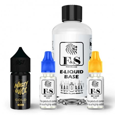 Gold Blend Tobacco by Nasty Juice and F&S Custom Base bundle - DIY e liquid kit 240ml